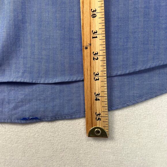 Collection by Michael Strahan Button Down Shirt Men’s 18 1/2 36/37 Blue Hrrngbn - Picture 4 of 9